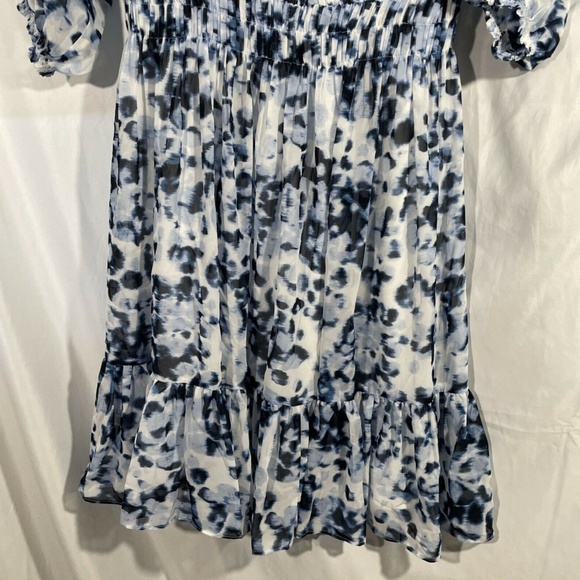 NEW Eliza J [‎ PLUS 16W ] Leopard Print Cold-Shoulder A-line Dress in White - Picture 11 of 16